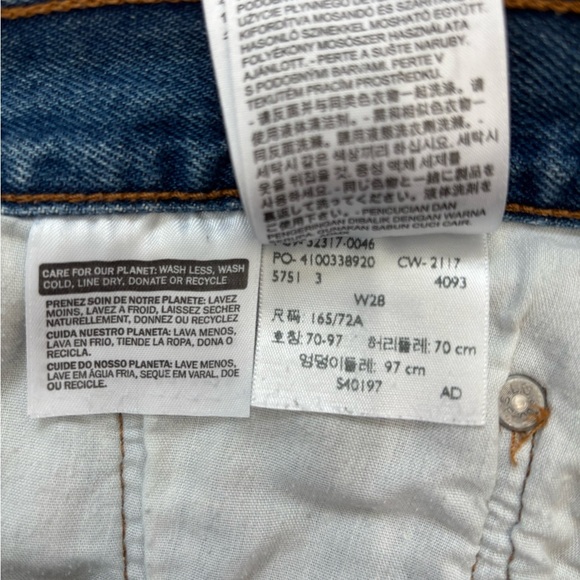 levi's 501 western cowboy high rise button fly raw hem denim blue jean shorts 28 - Picture 10 of 16